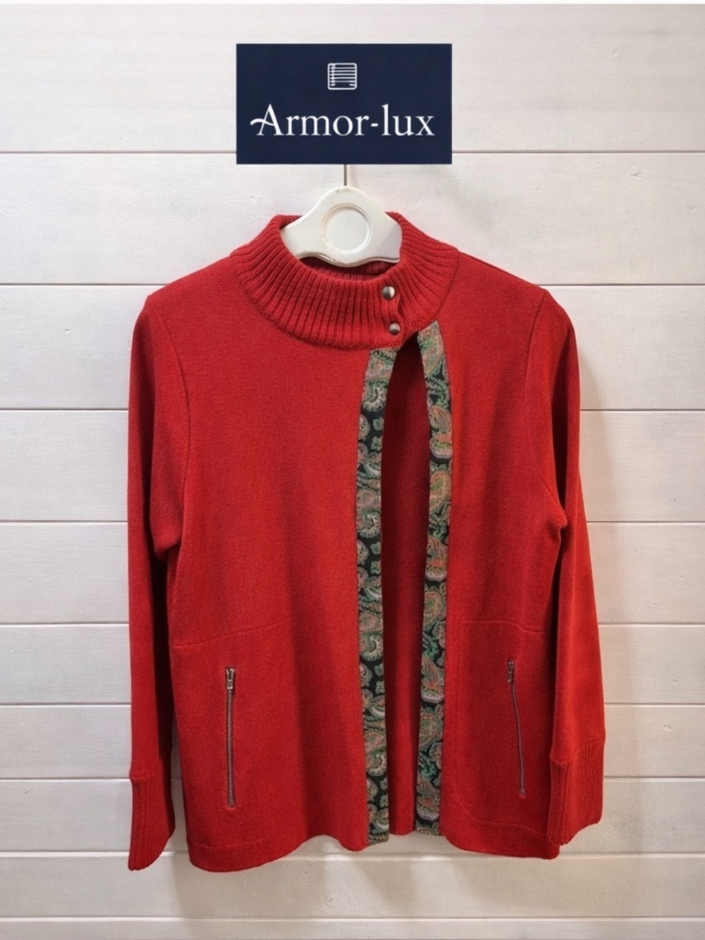 ARMOR-LUX Knit Cardigan Jacket – Red – 4 XL